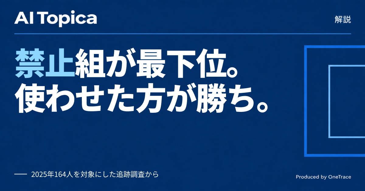 AI禁止の教室はなぜ成績最下位になるのか、2年間の追跡調査でわかったこと(AI Topica)