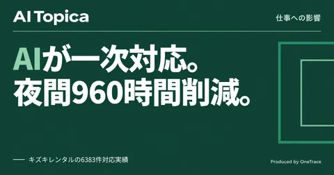 バイクレンタル問い合わせ対応、AIエージェントが夜間960時間分を圧縮(AI Topica)