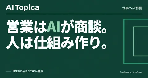営業活動の自動化をAIエージェントが支える、SCSKがFDE100名を育てる狙い(AI Topica)